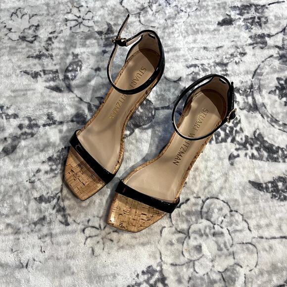 Stuart Weitzman Nudistcurve 50 Cork Ankle Strap Sz 8B - Picture 6 of 7